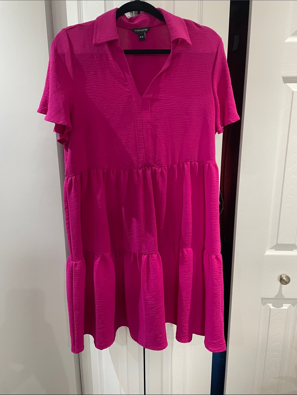 Tahari m Pink Tiered Short Sleeve Dress